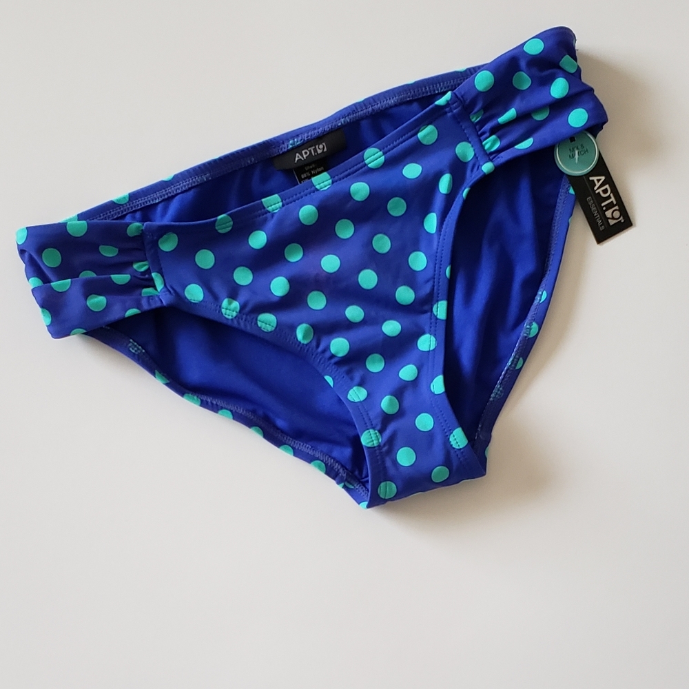 NWT! APT 9 BLUE POLKA DOT BIKINI BOTTOMS